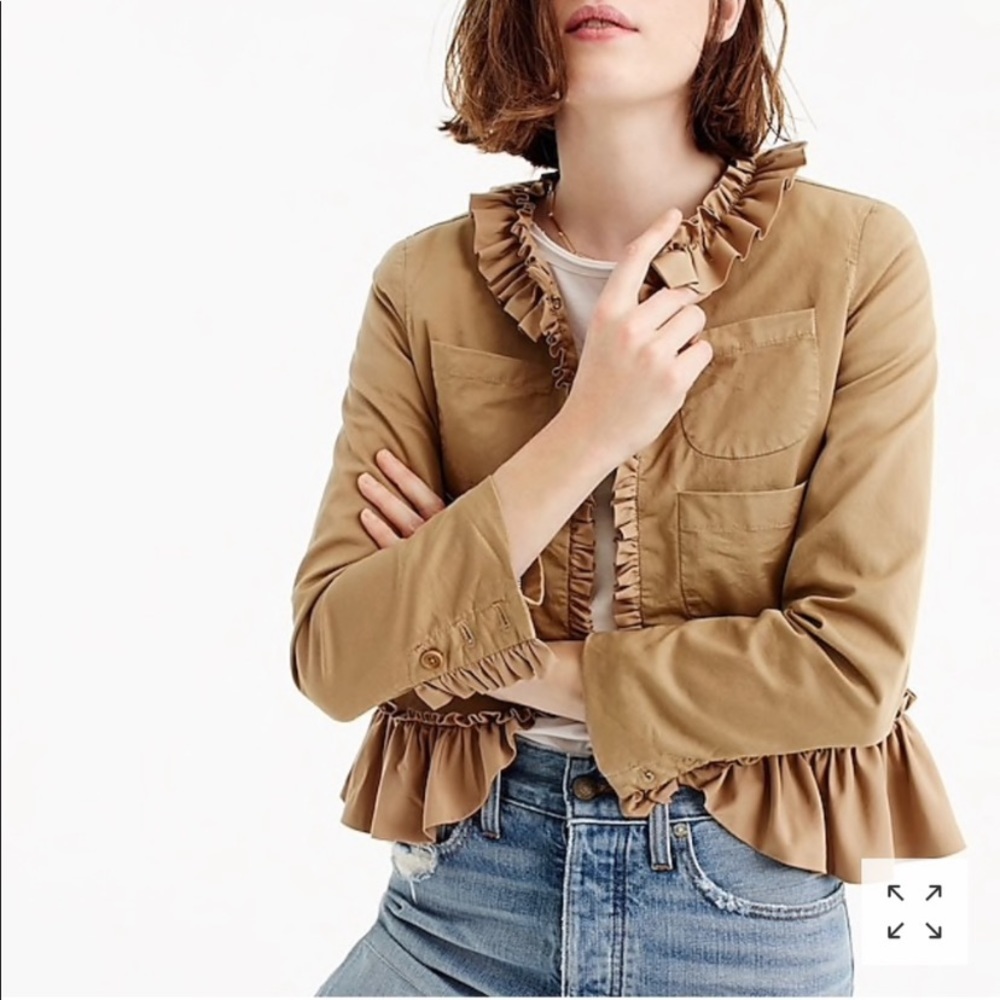 NWOT J. Crew Ruffled Khaki - Tan Jacket